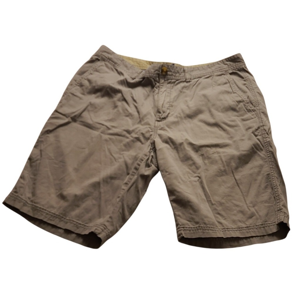 14th & Union Men's Gray Chino Shorts 36 Casual Flat Front Classic Cotton Blend